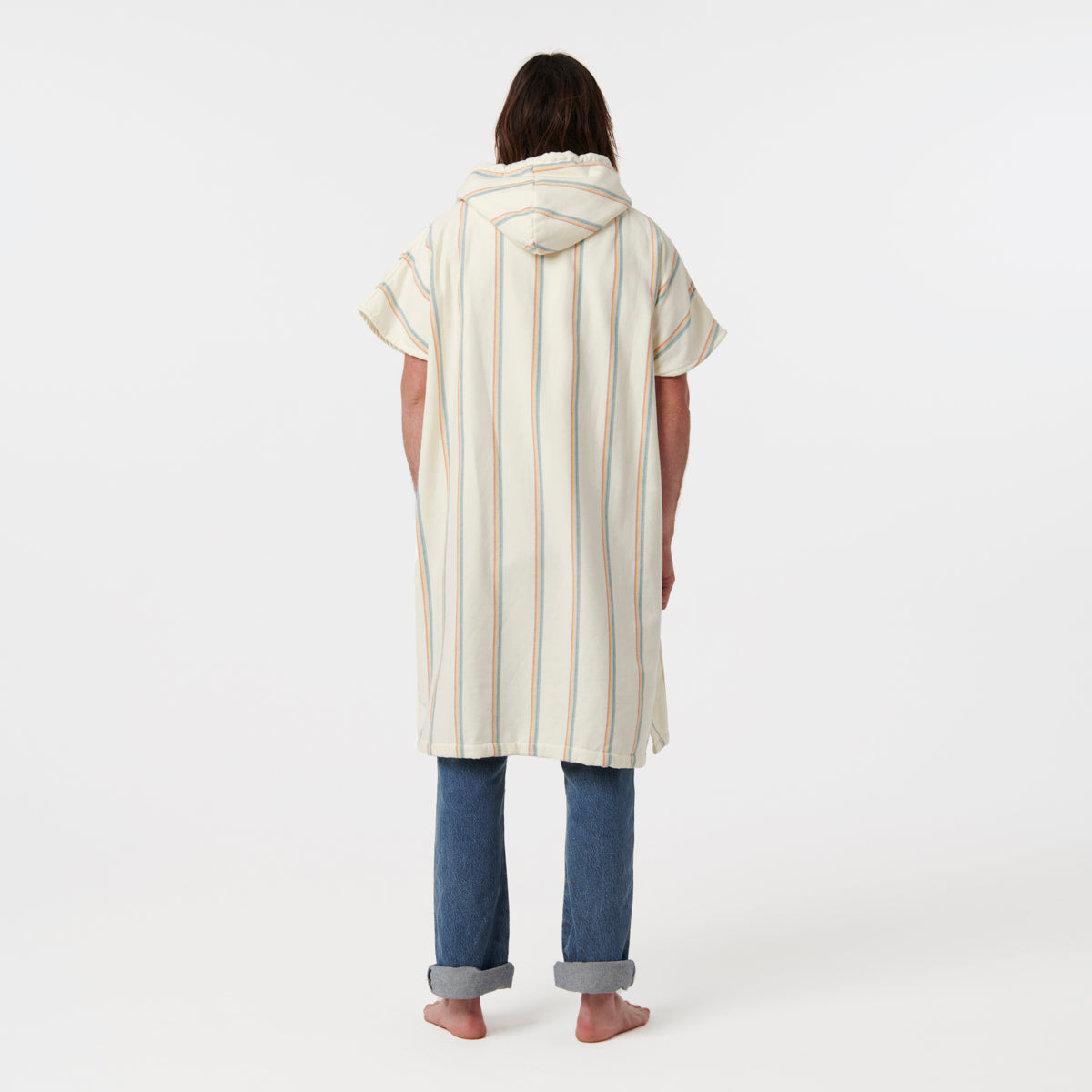 Baja Stripe Fouta Lightweight Turkish Poncho - Cream