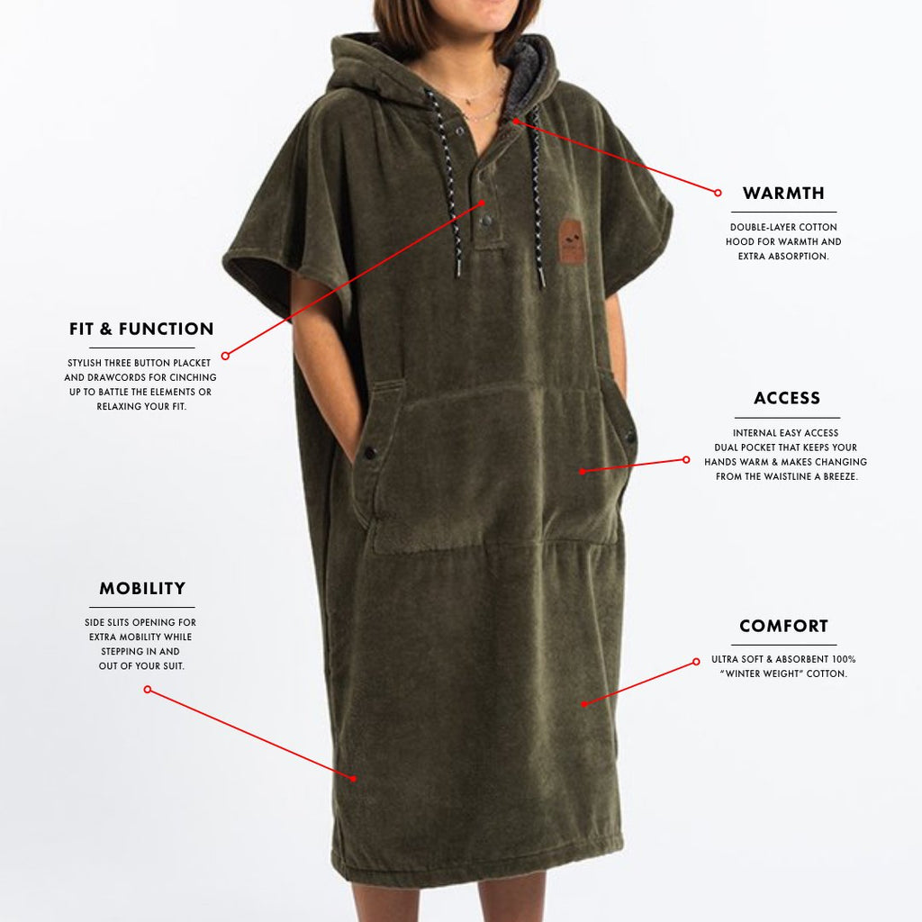 The Digs Changing Poncho - Green - S/M - Slowtide
