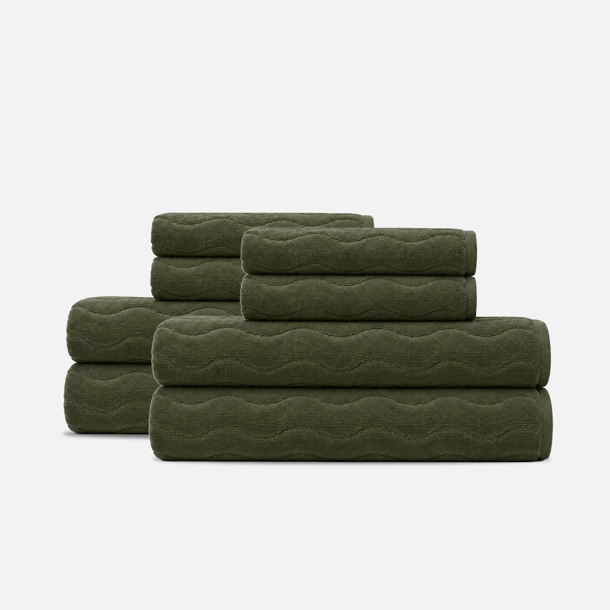 Slowtide Sculpted Bath Towel Bundle (4+4) - Avo