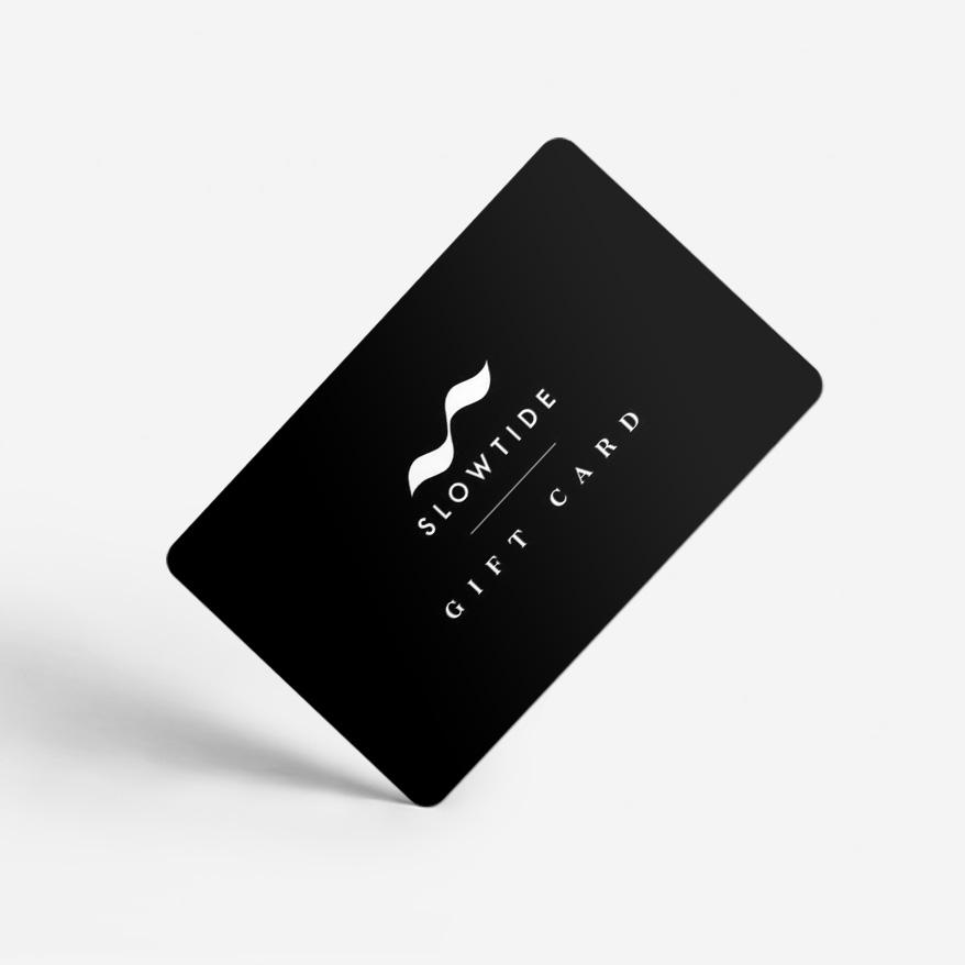 Gift card in black with white text, digital delivery.