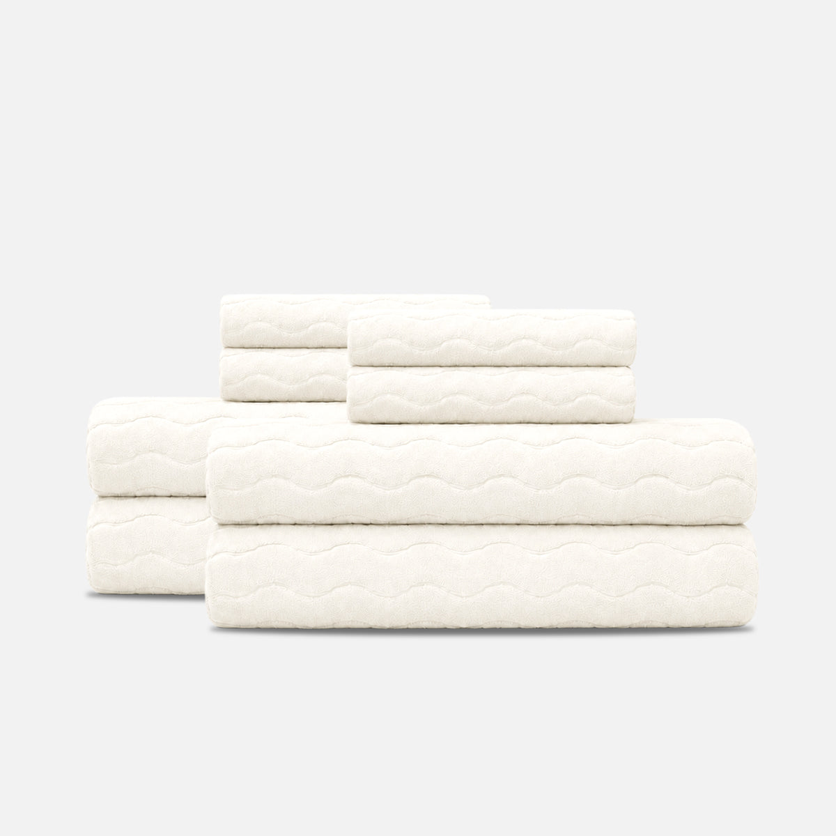 Slowtide Sculpted Bath Towel Bundle (4+4) - Cream