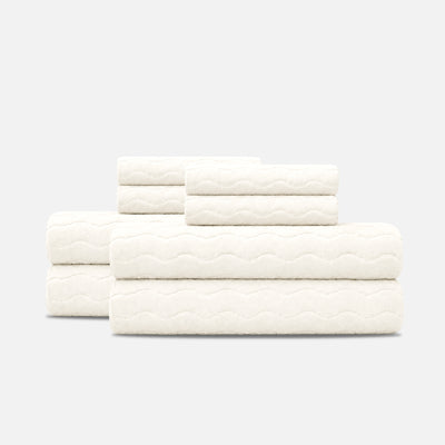 Slowtide Sculpted Bath Towel Bundle (4+4) - Cream