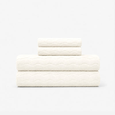 Slowtide Sculpted Bath Towel Bundle (2+2) - Cream