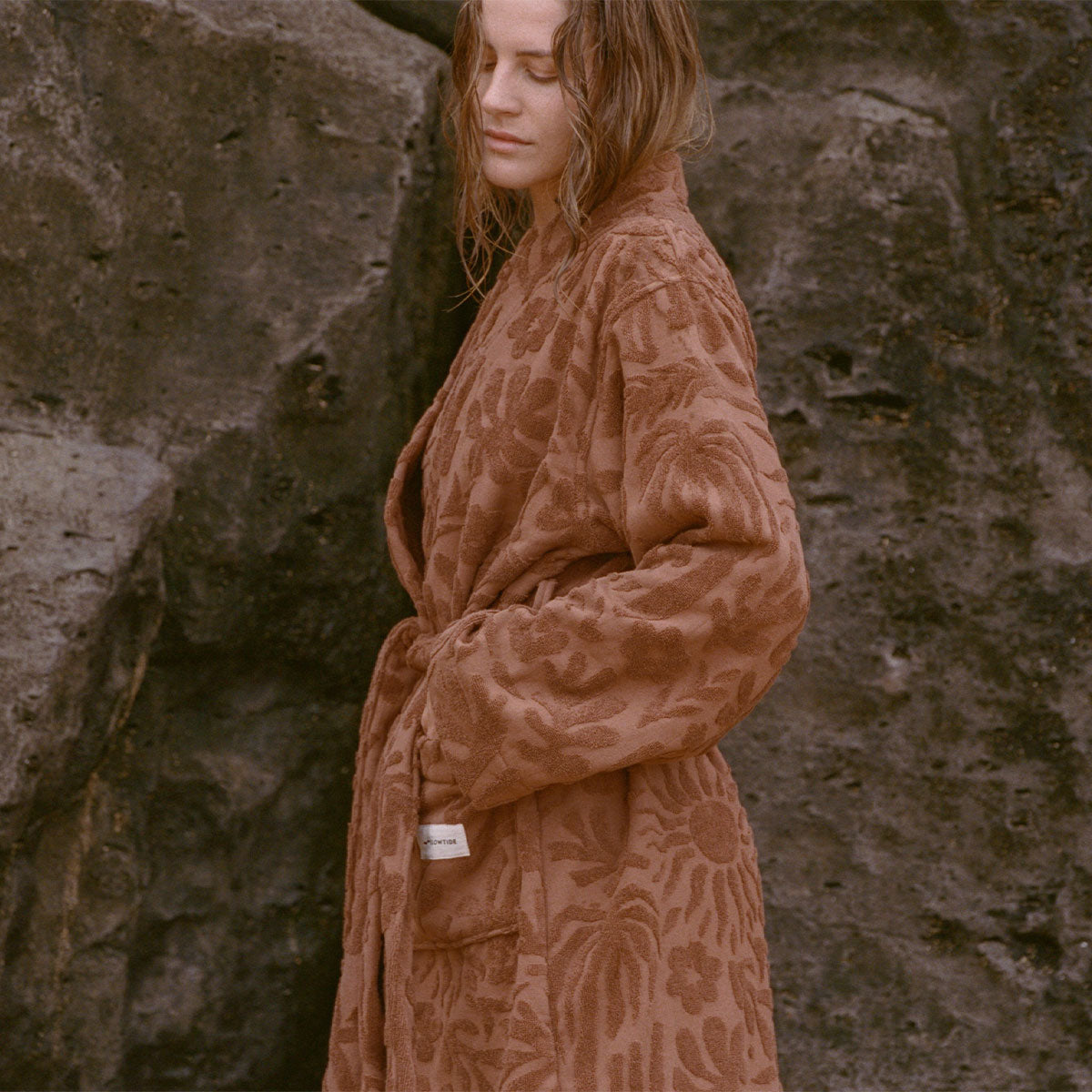 Sunny Sculpted Bath Robe - Toast