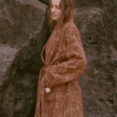 Sunny Sculpted Bath Robe - Toast