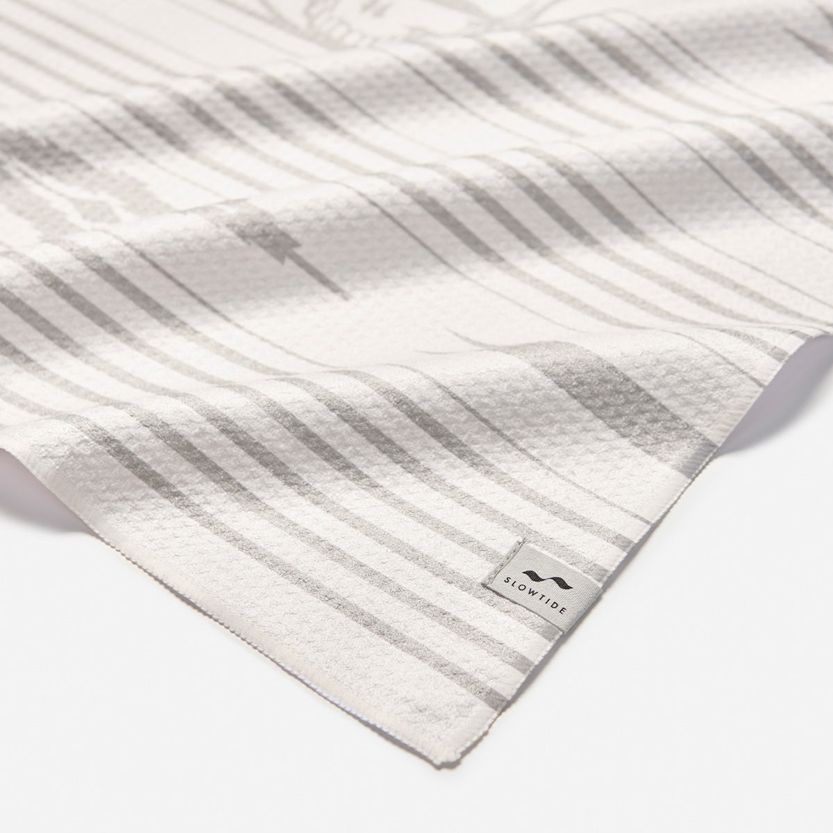 Kitchen towel, woven texture, quick-dry, white and gray stripes.