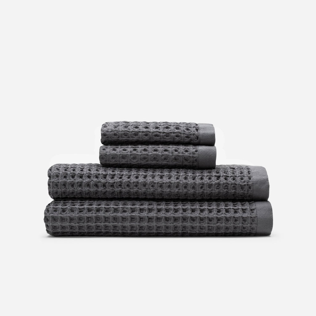 Guild Waffle Towel Two-Piece Bundle - Charcoal - Slowtide
