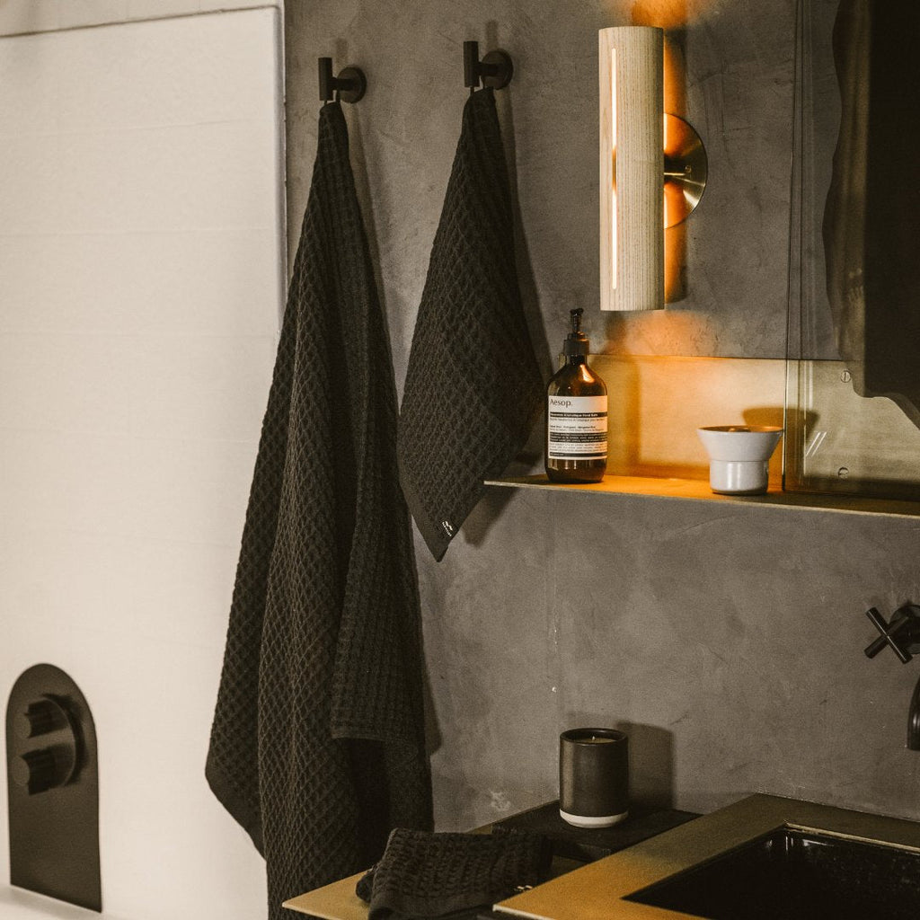 Guild Waffle Hand Towel - Black - Slowtide